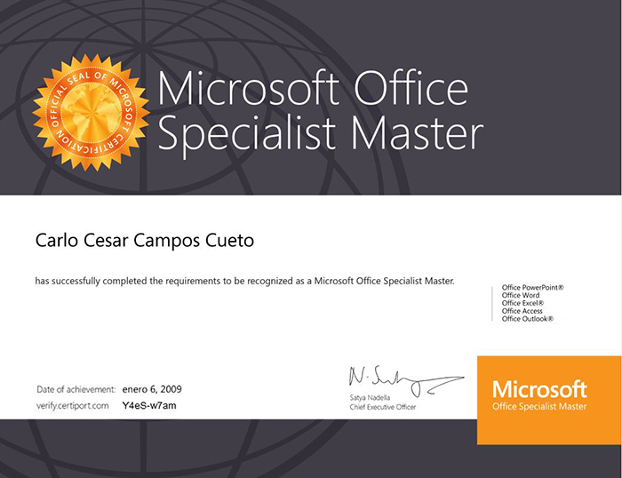 Certificado de Microsoft Office Basico 2019