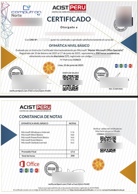 Obtener el certificado del curso de ofimatica basica 2019 de inmediato o en  corto tiempo